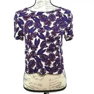 H&M Divided purple tropical leaf blouse